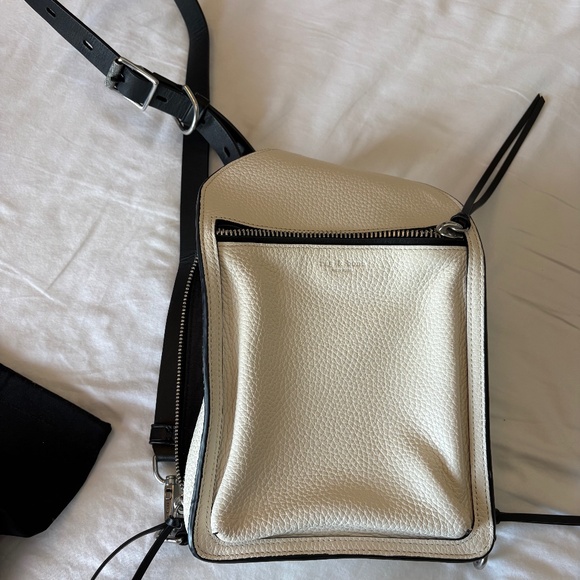 Rag & Bone Elliot Cream/Off White and Black Crossbody Leather Sling Bag - Picture 1 of 11